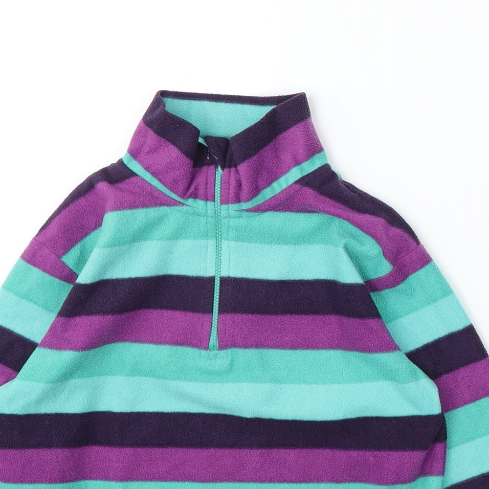 Mountain Warehouse Girls Green Striped Polyester Pullover Sweatshirt Size 5-6 Years