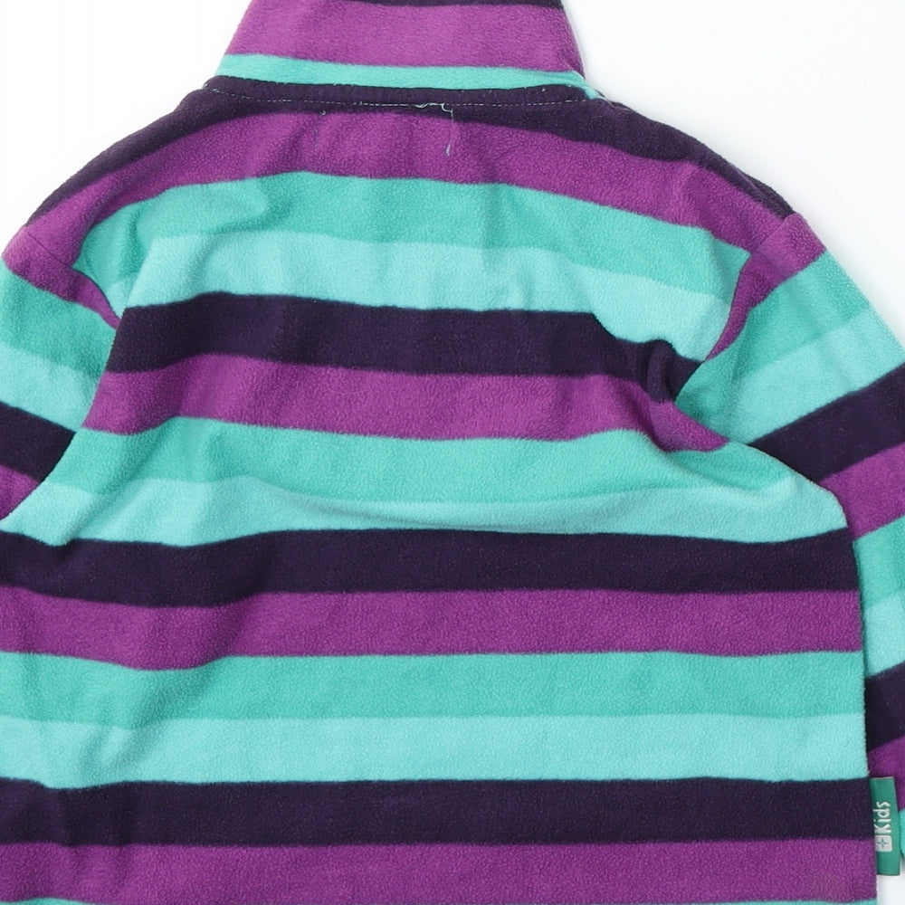 Mountain Warehouse Girls Green Striped Polyester Pullover Sweatshirt Size 5-6 Years