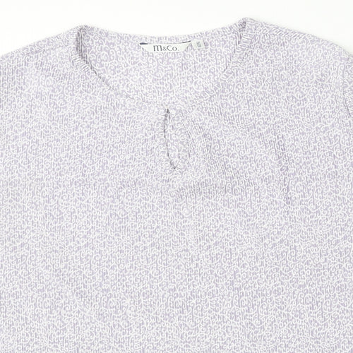 Plus Womens White Geometric Polyester Basic Blouse Size 26 Round Neck