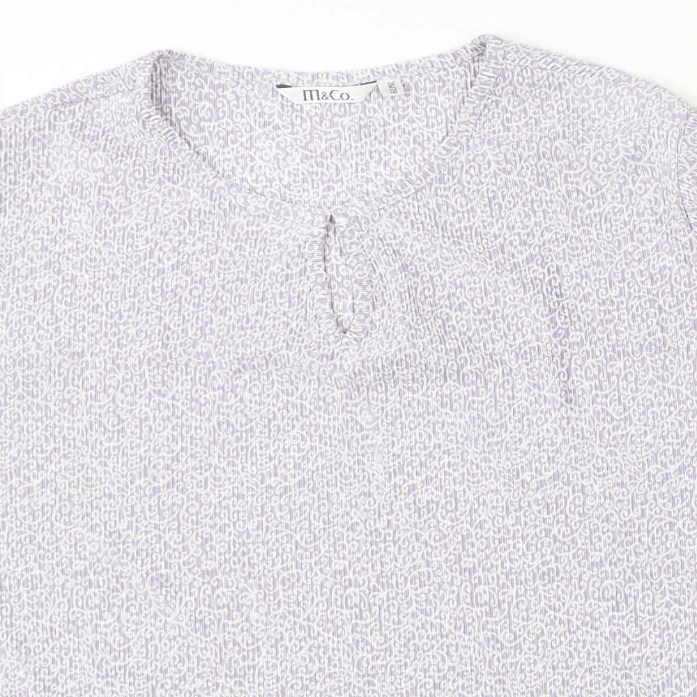Plus Womens White Geometric Polyester Basic Blouse Size 26 Round Neck