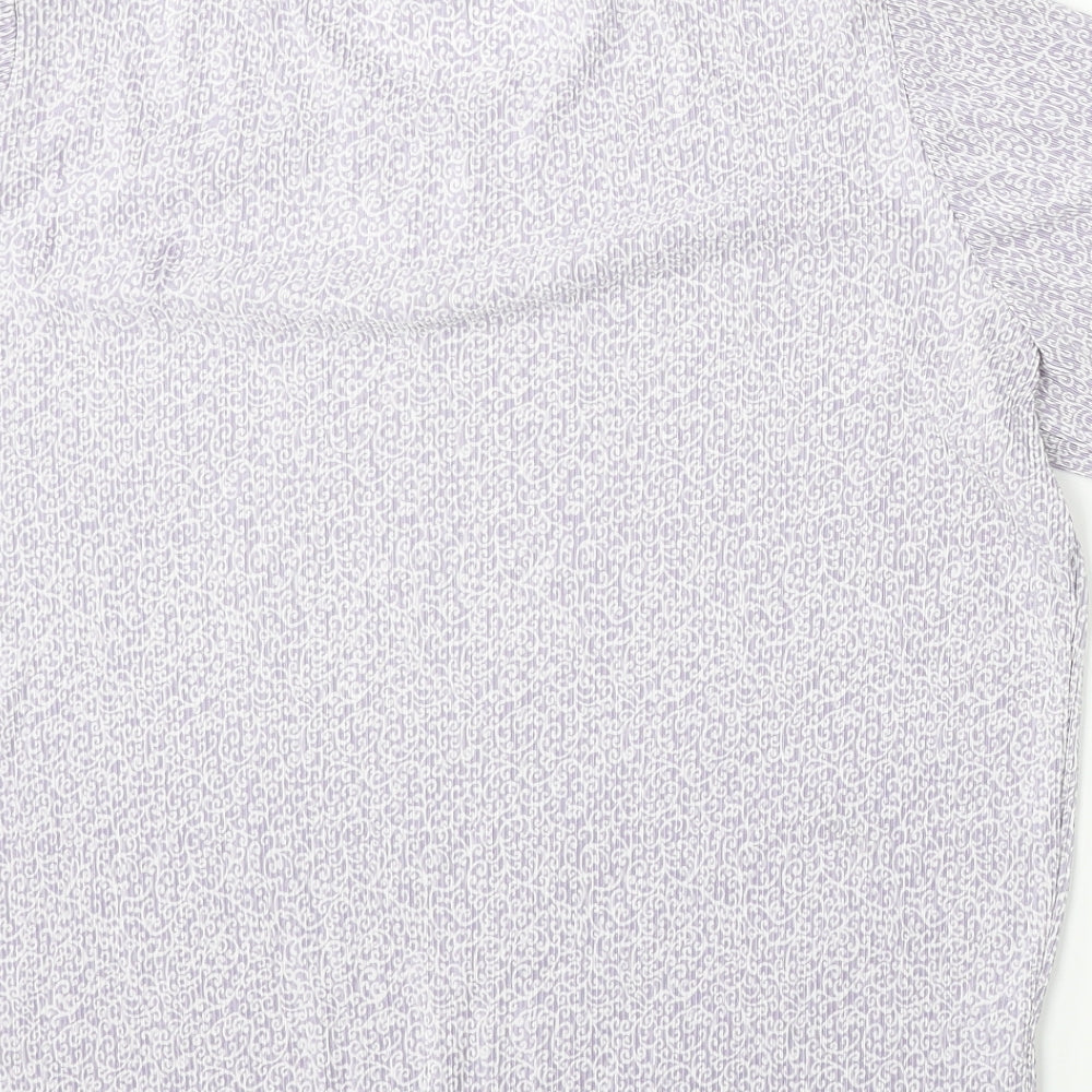 Plus Womens White Geometric Polyester Basic Blouse Size 26 Round Neck