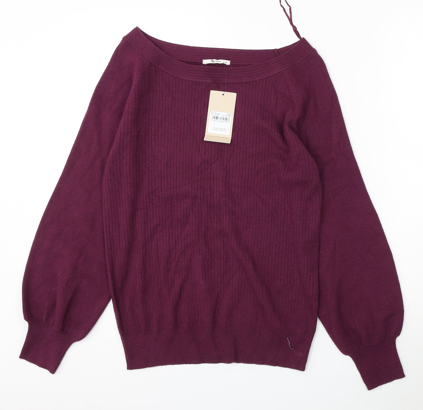 TU Womens Purple Round Neck  Viscose Pullover Jumper Size 18
