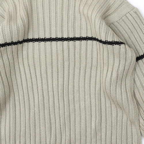 Petroleum Mens Beige Round Neck  Acrylic Pullover Jumper Size L