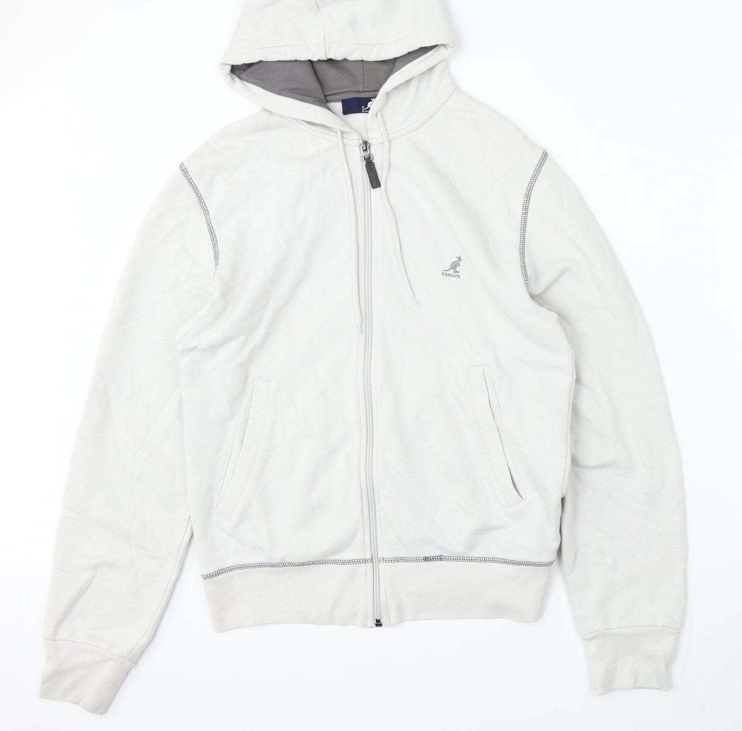 Kangol Womens Grey  Cotton Full Zip Hoodie Size S  Zip