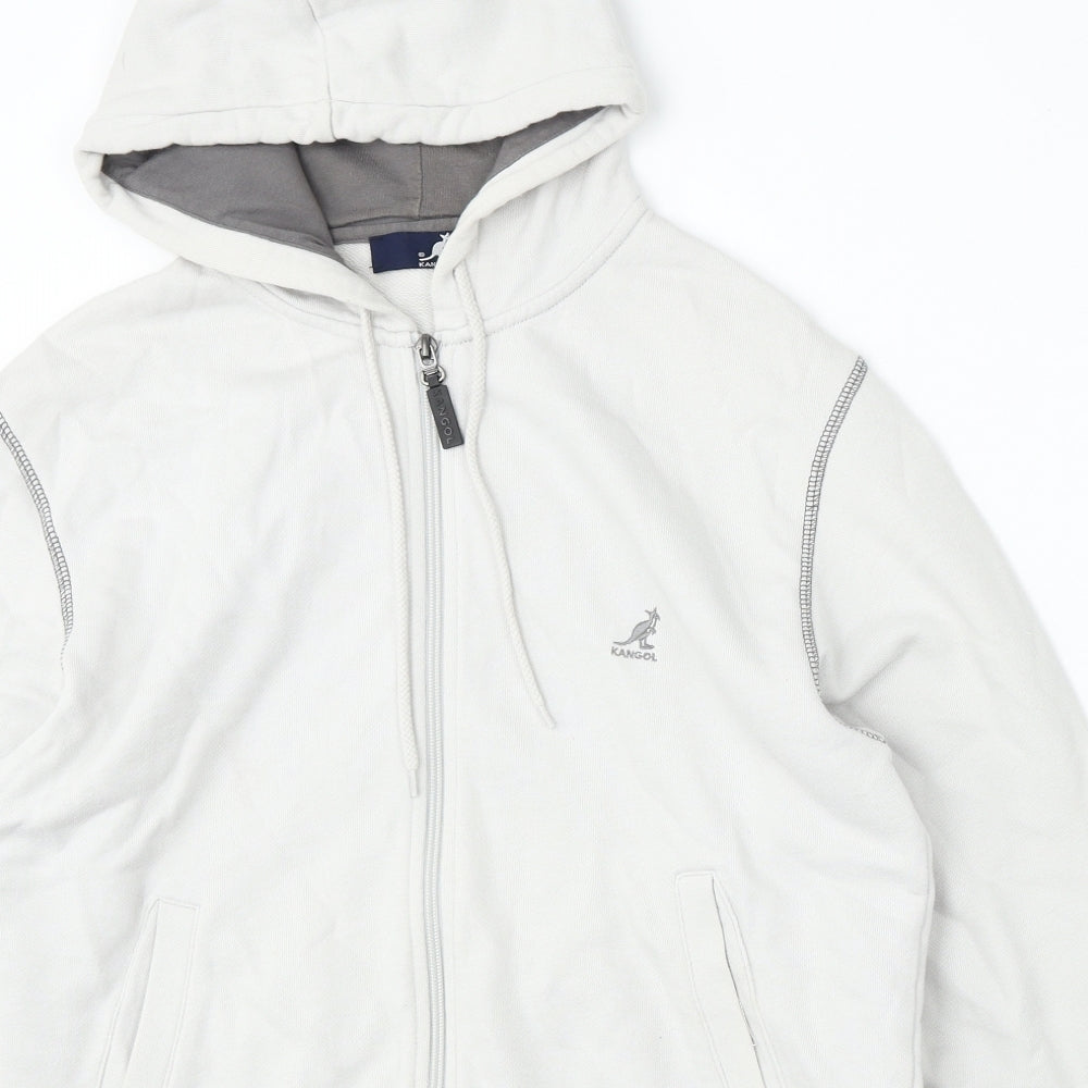 Kangol Womens Grey  Cotton Full Zip Hoodie Size S  Zip