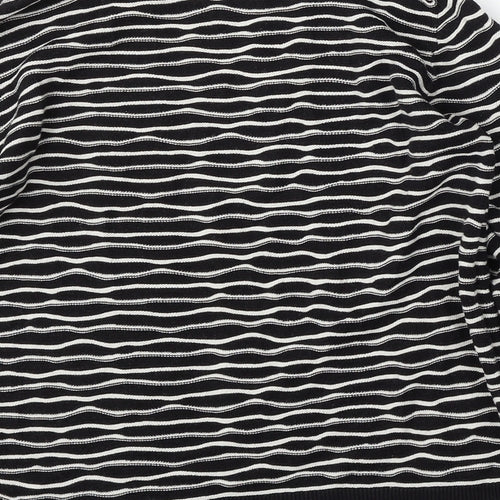 Topshop Womens Black Round Neck Striped Cotton Pullover Jumper Size 14