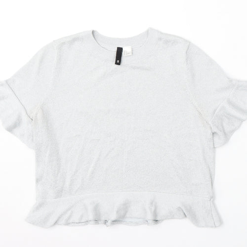 Divided by H&M Womens Silver Round Neck  Viscose Pullover Jumper Size S
