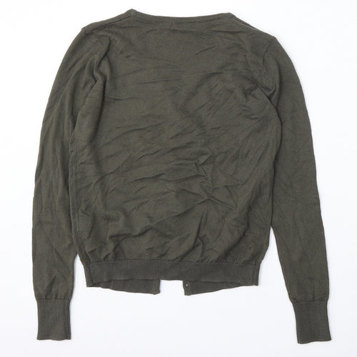 Primark Womens Green V-Neck  Cotton Cardigan Jumper Size 8