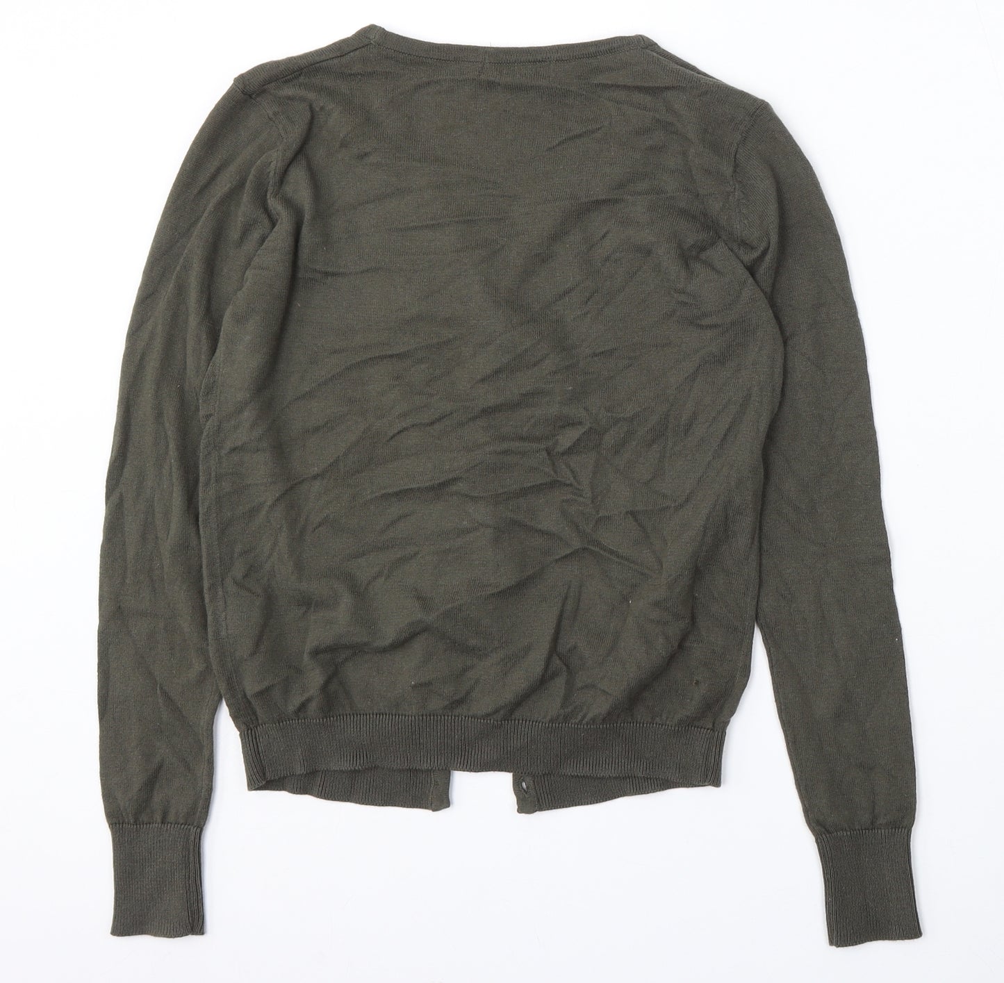 Primark Womens Green V-Neck  Cotton Cardigan Jumper Size 8