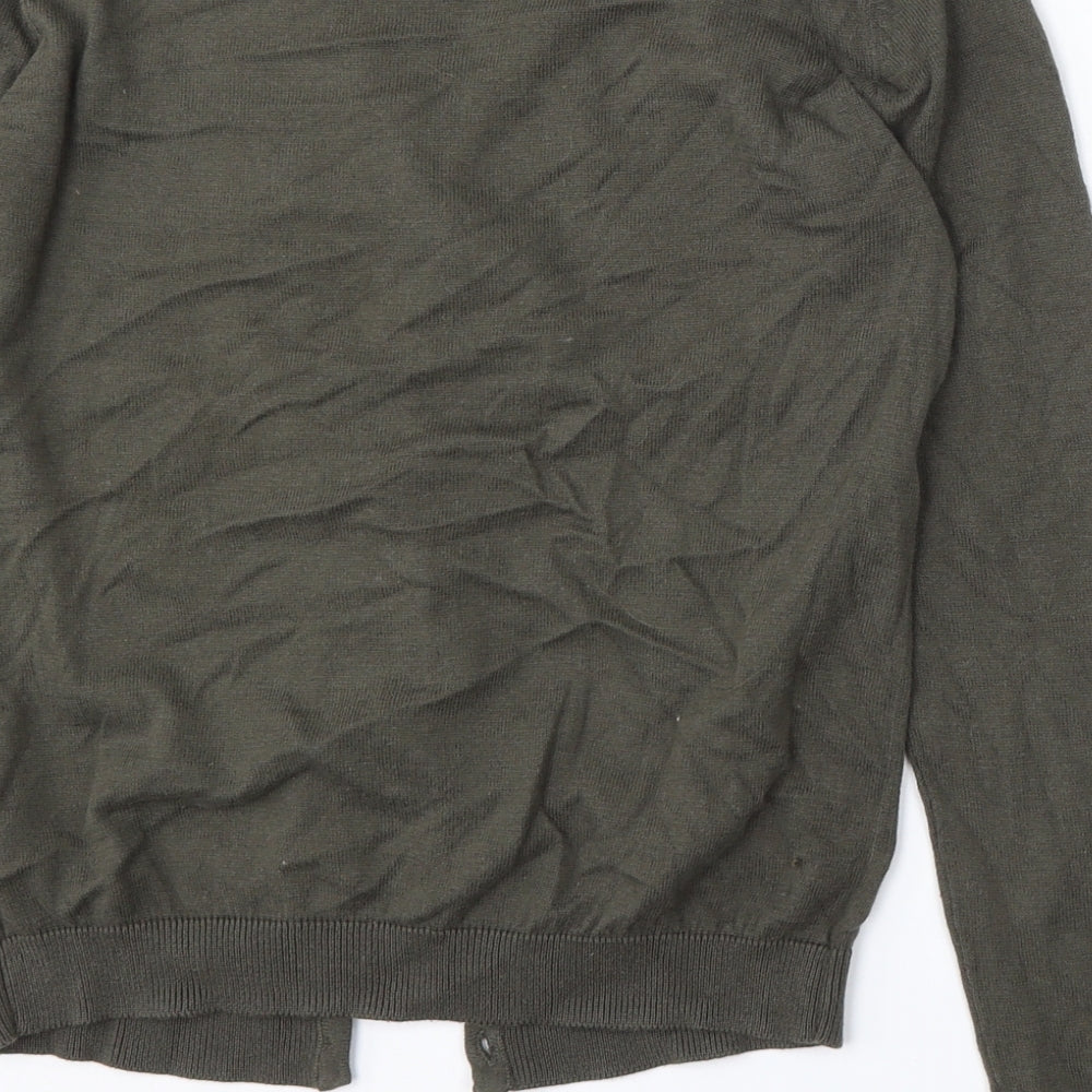 Primark Womens Green V-Neck  Cotton Cardigan Jumper Size 8