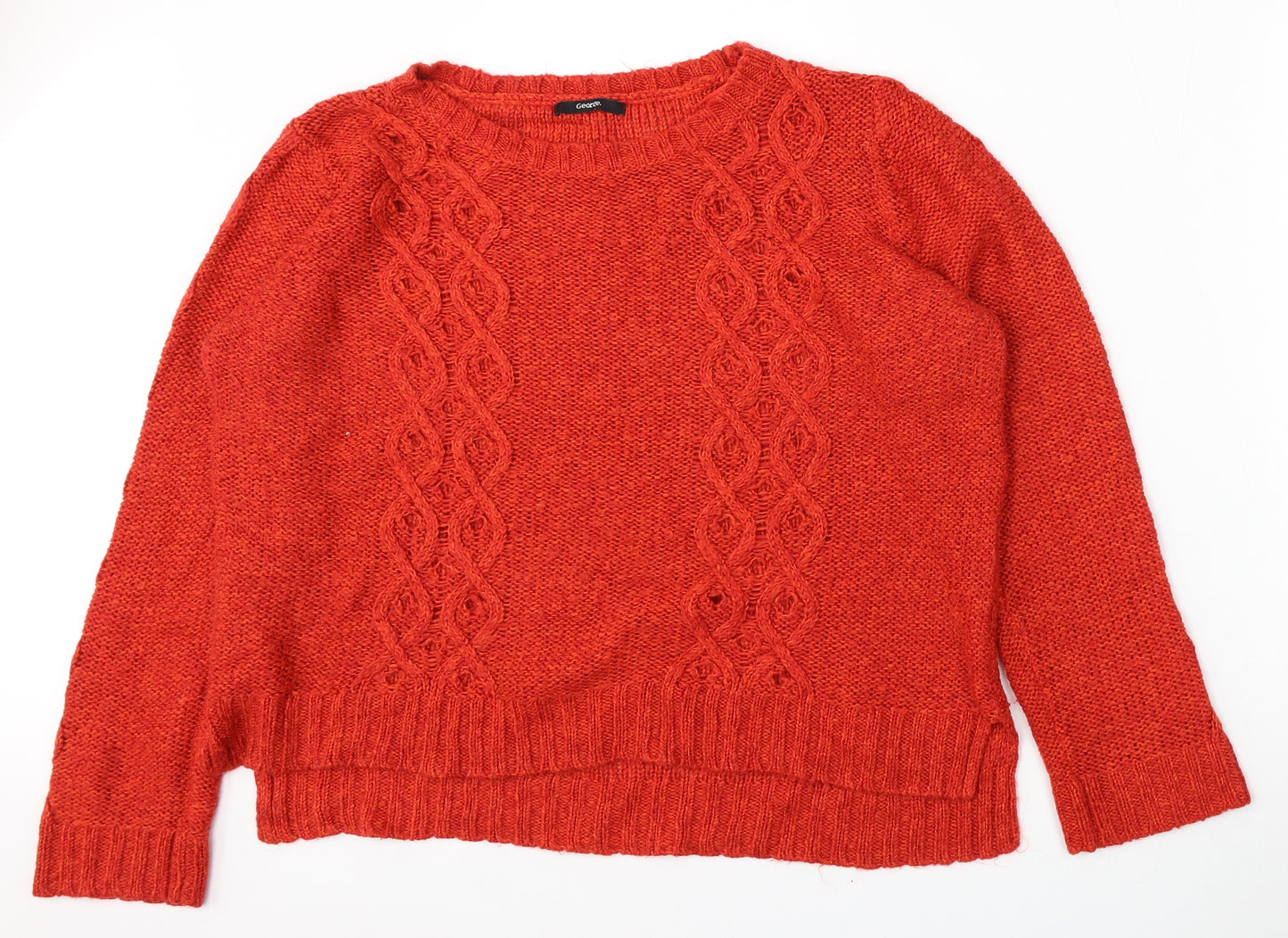 George Womens Red Round Neck  Acrylic Pullover Jumper Size 18