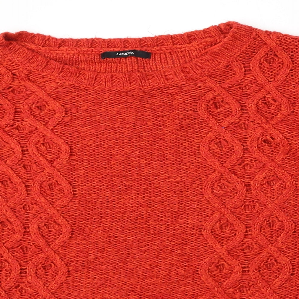 George Womens Red Round Neck  Acrylic Pullover Jumper Size 18