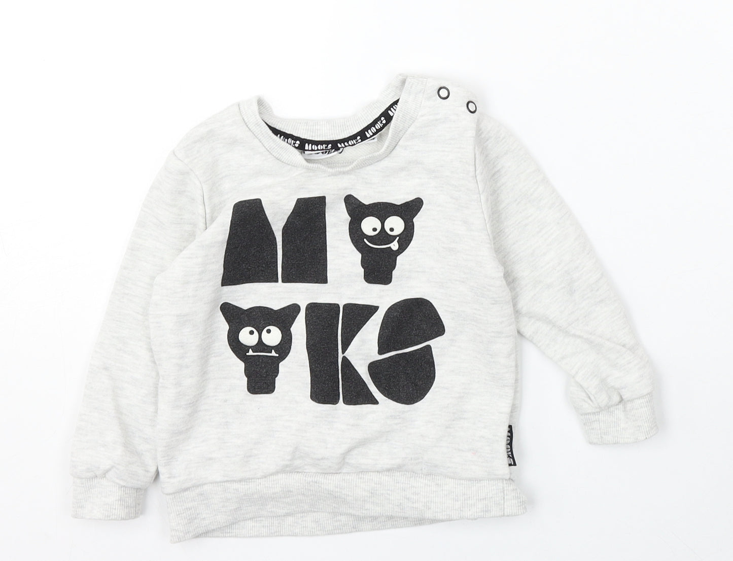 MOOKS Boys Grey  Cotton Pullover Sweatshirt Size 2 Years