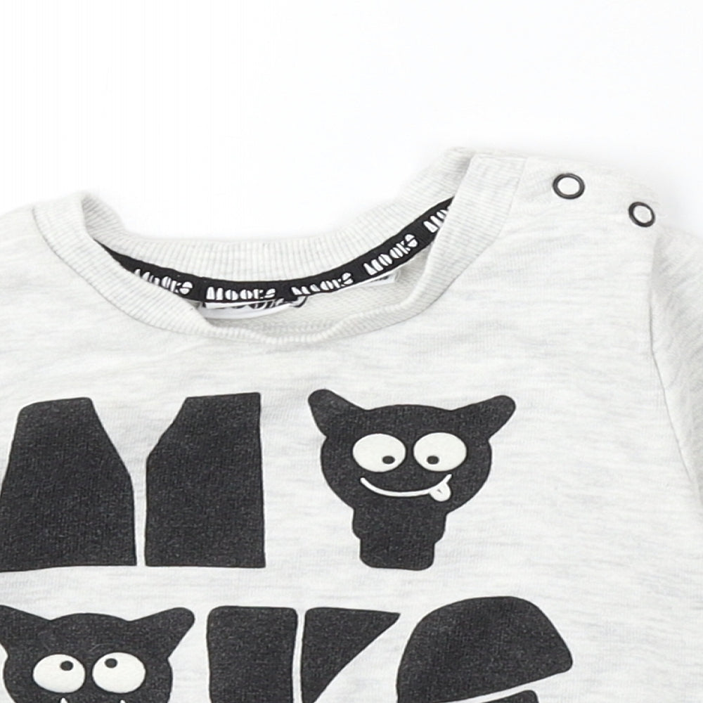 MOOKS Boys Grey  Cotton Pullover Sweatshirt Size 2 Years