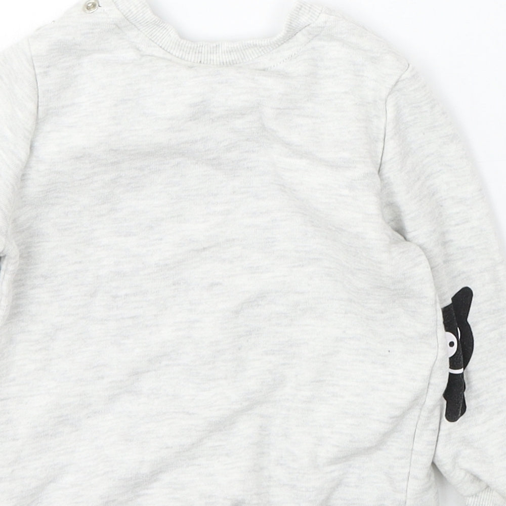 MOOKS Boys Grey  Cotton Pullover Sweatshirt Size 2 Years