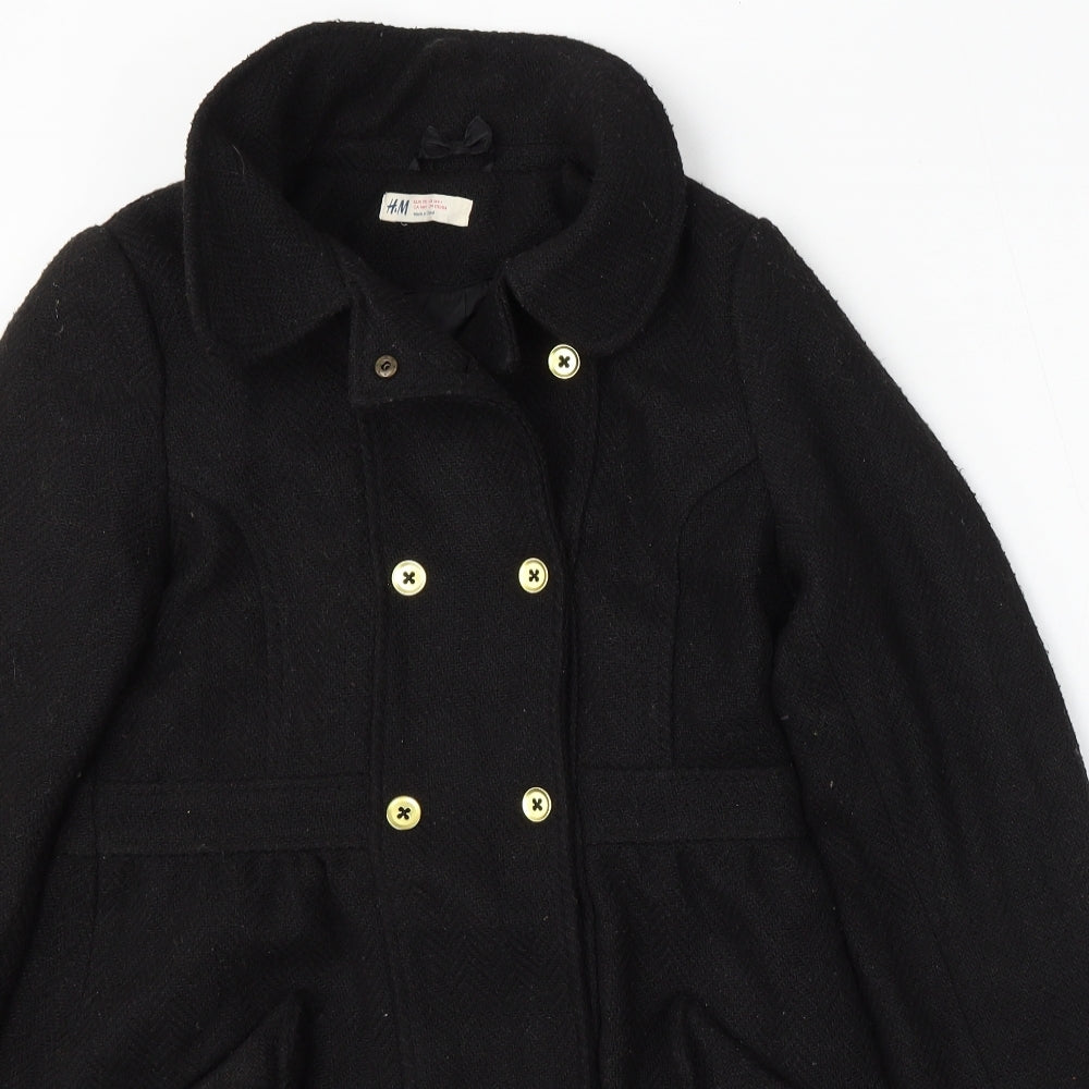 H&M Girls Black   Jacket  Size 14 Years  Button