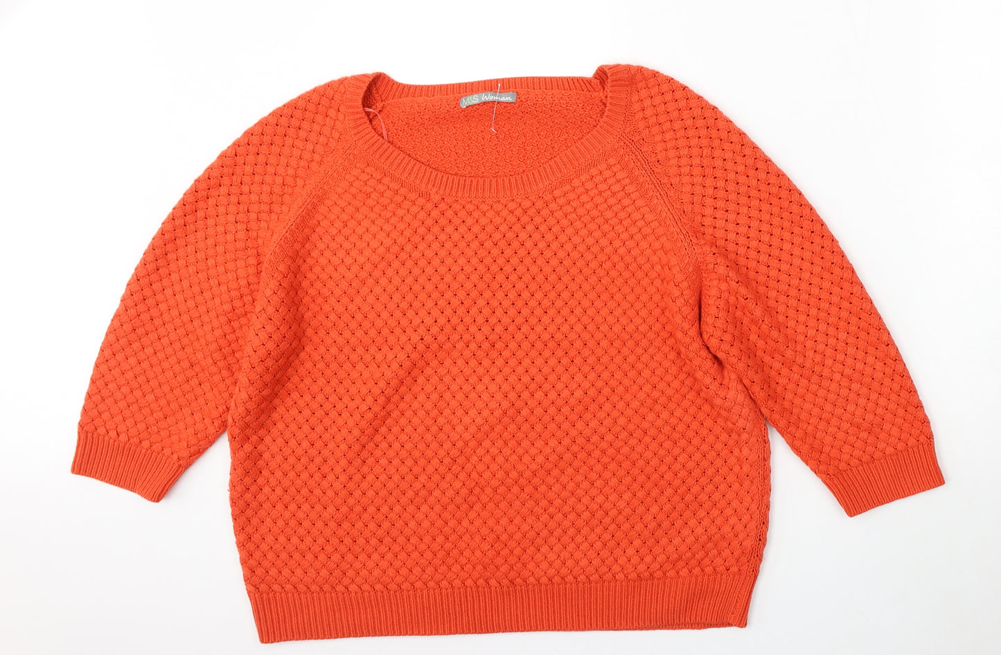 Marks and Spencer Womens Orange Round Neck  Acrylic Pullover Jumper Size 18