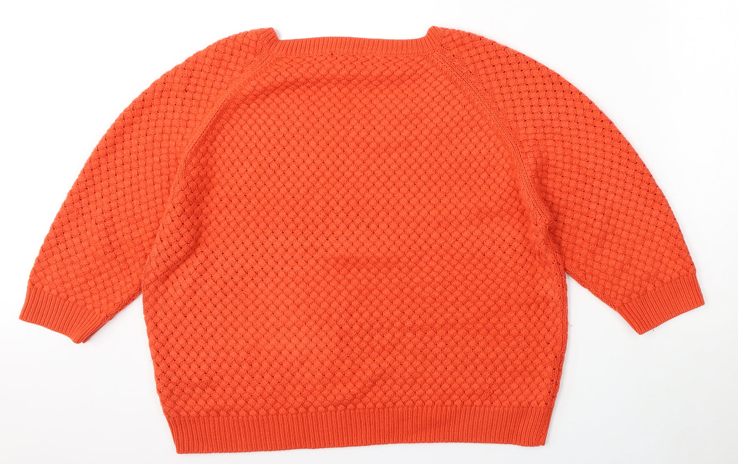 Marks and Spencer Womens Orange Round Neck  Acrylic Pullover Jumper Size 18
