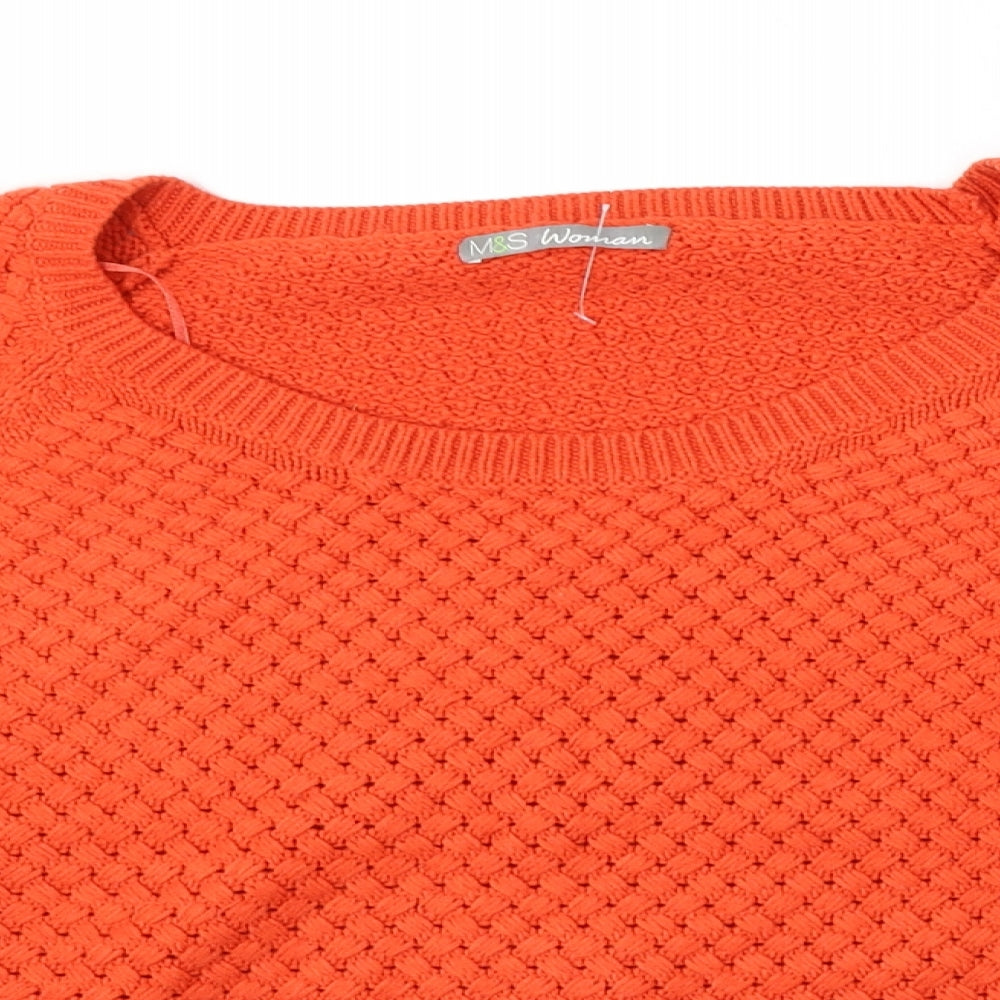 Marks and Spencer Womens Orange Round Neck  Acrylic Pullover Jumper Size 18