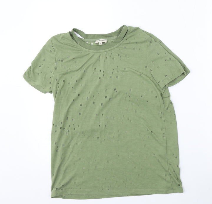 River Island Womens Green  Polyester Basic T-Shirt Size 8 Round Neck