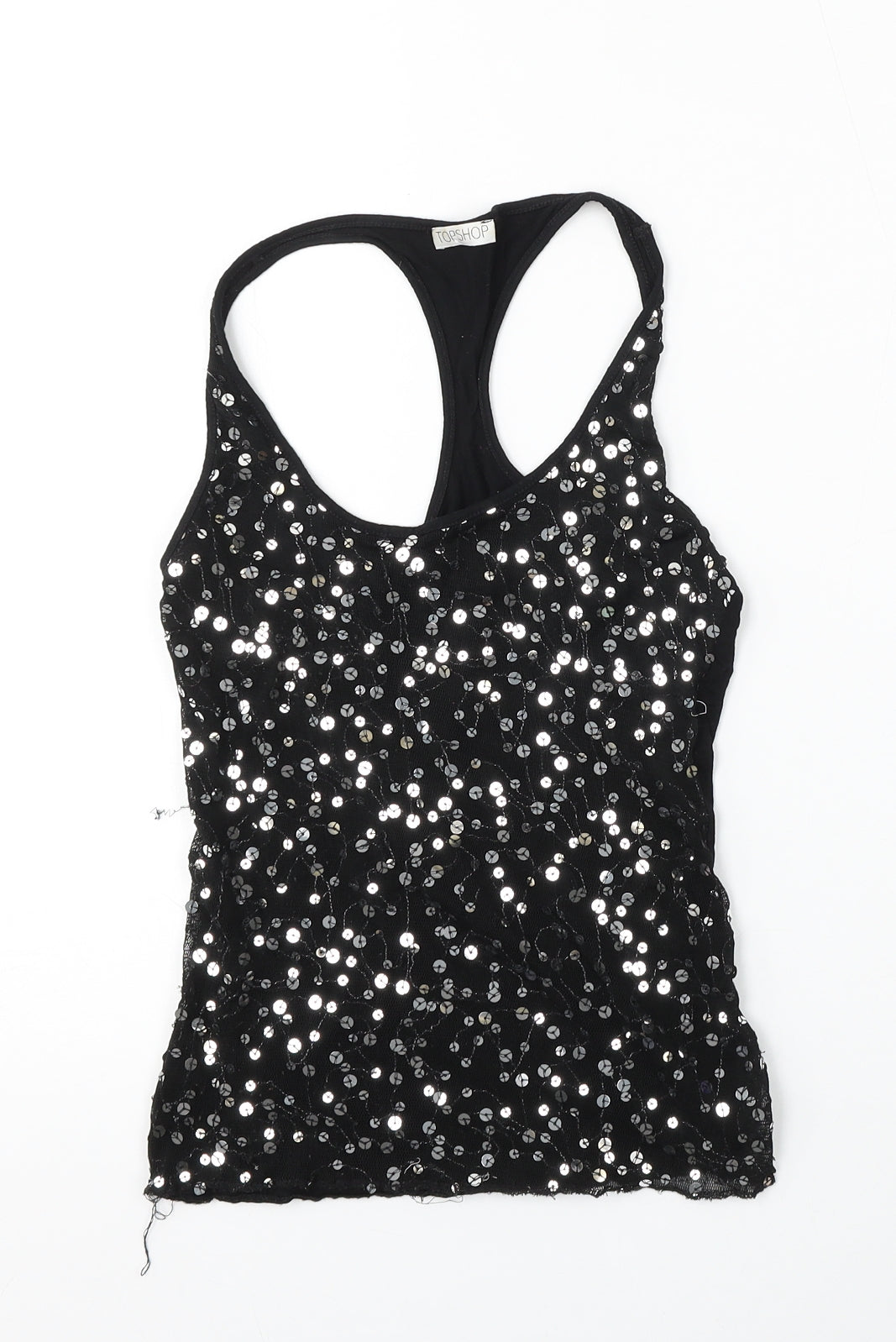 Topshop Womens Black  Viscose Basic Tank Size 8 Round Neck
