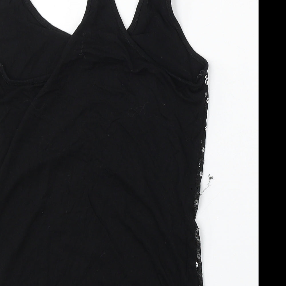 Topshop Womens Black  Viscose Basic Tank Size 8 Round Neck