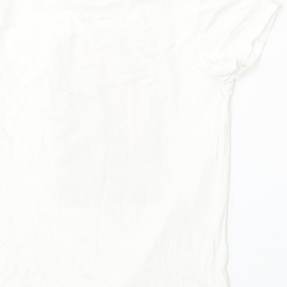 Primark Womens White  Cotton Basic T-Shirt Size 6 Round Neck
