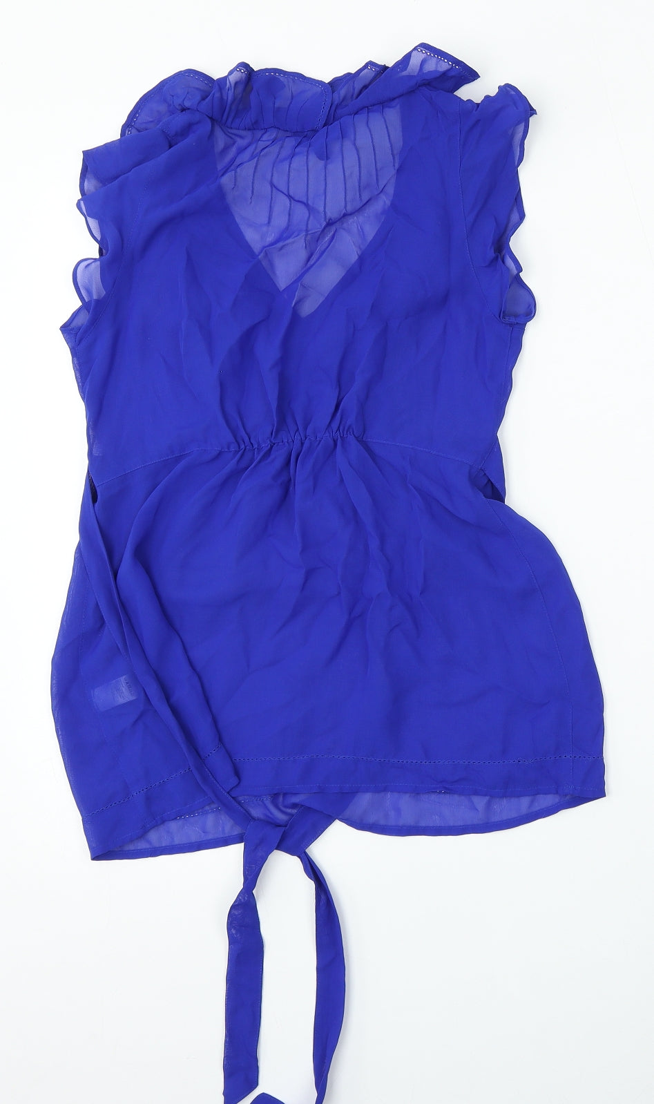 Topshop Womens Blue  Polyester Basic Blouse Size 8 V-Neck