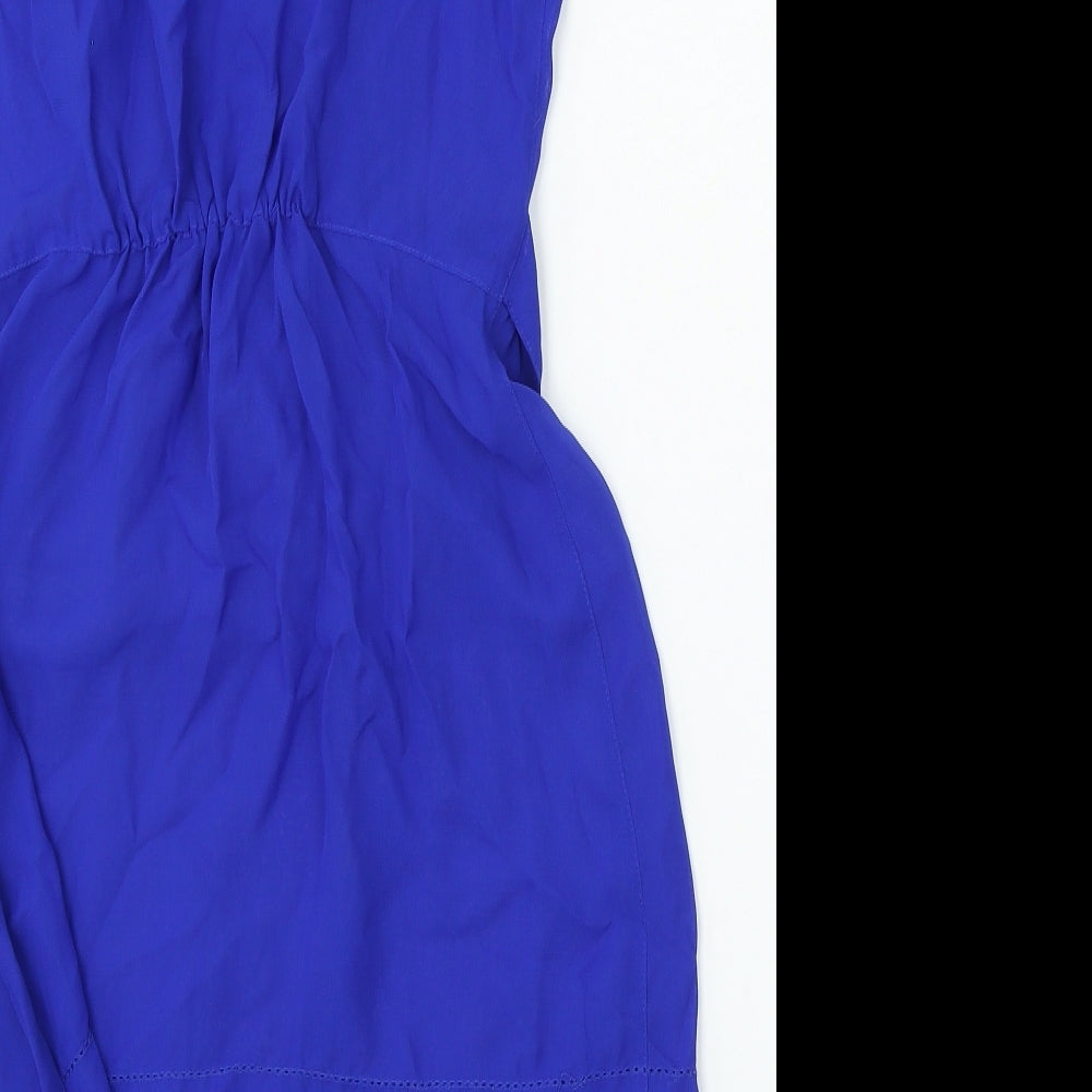 Topshop Womens Blue  Polyester Basic Blouse Size 8 V-Neck