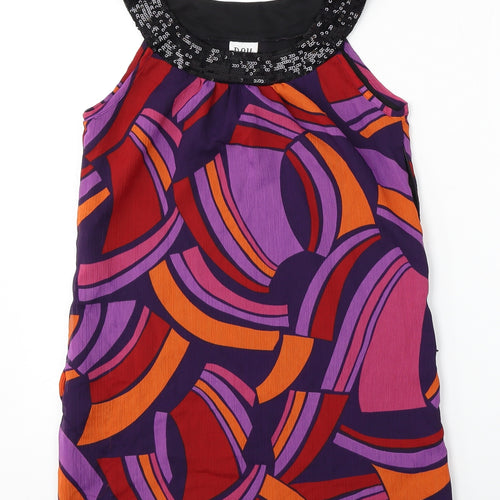 Bay Womens Multicoloured Geometric Polyester Sheath  Size 8  Round Neck