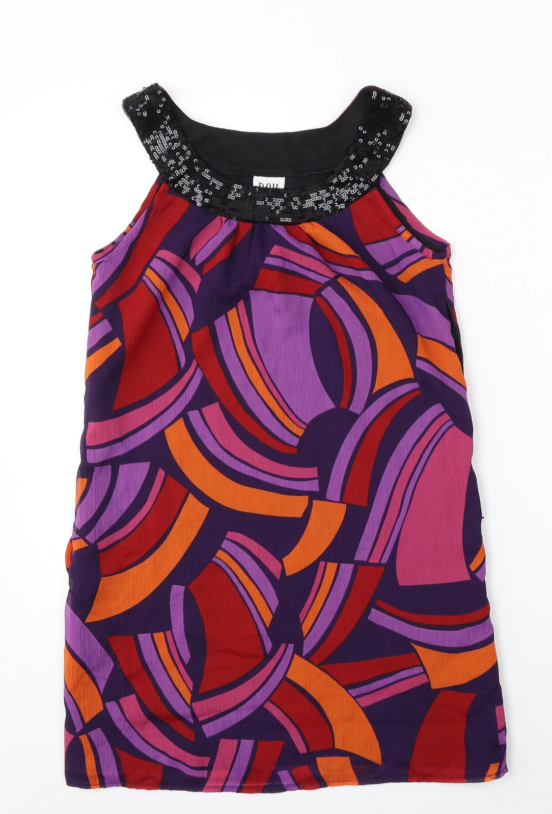 Bay Womens Multicoloured Geometric Polyester Sheath  Size 8  Round Neck