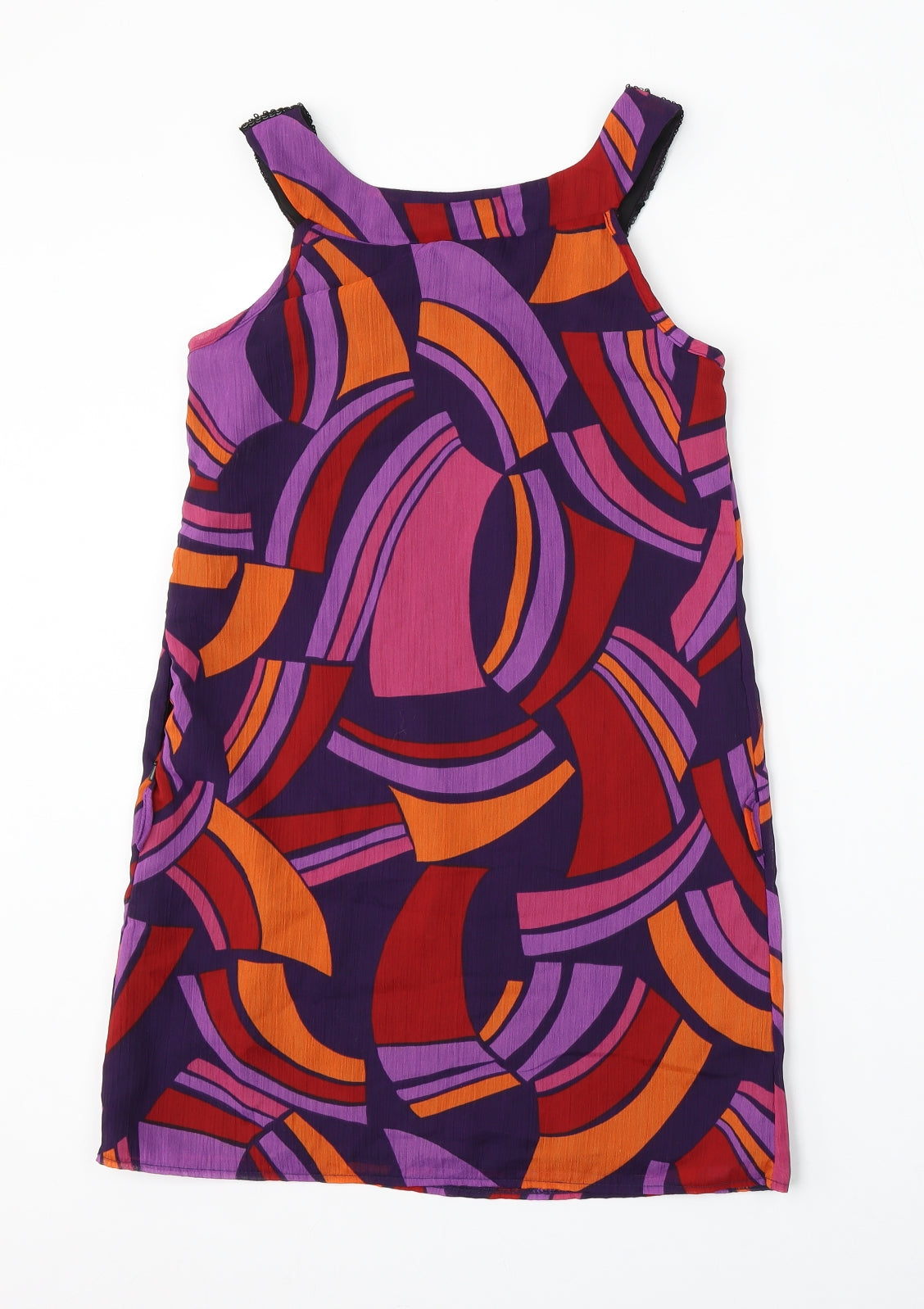 Bay Womens Multicoloured Geometric Polyester Sheath  Size 8  Round Neck