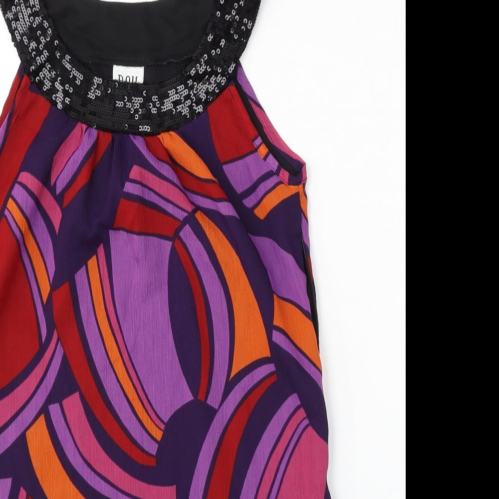 Bay Womens Multicoloured Geometric Polyester Sheath  Size 8  Round Neck