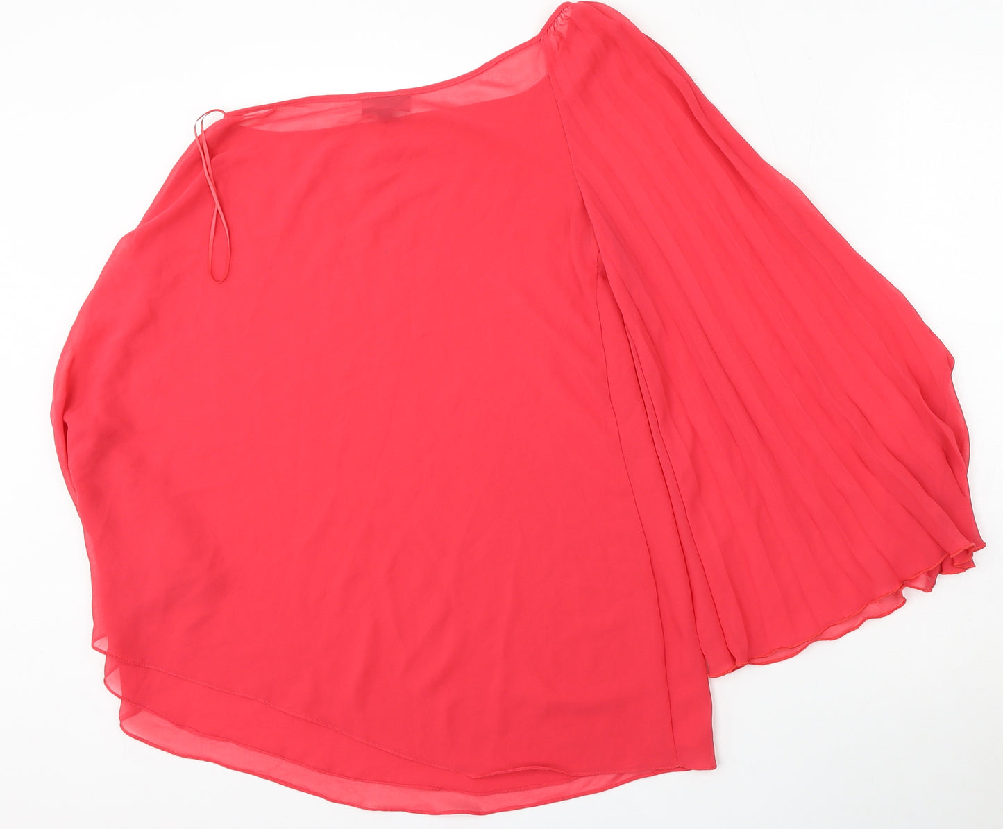 Topshop Womens Red  Polyester Basic Blouse Size 8 Round Neck