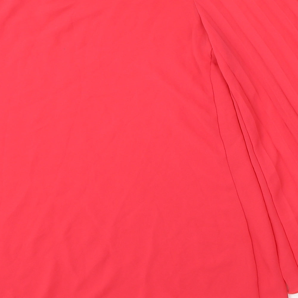 Topshop Womens Red  Polyester Basic Blouse Size 8 Round Neck