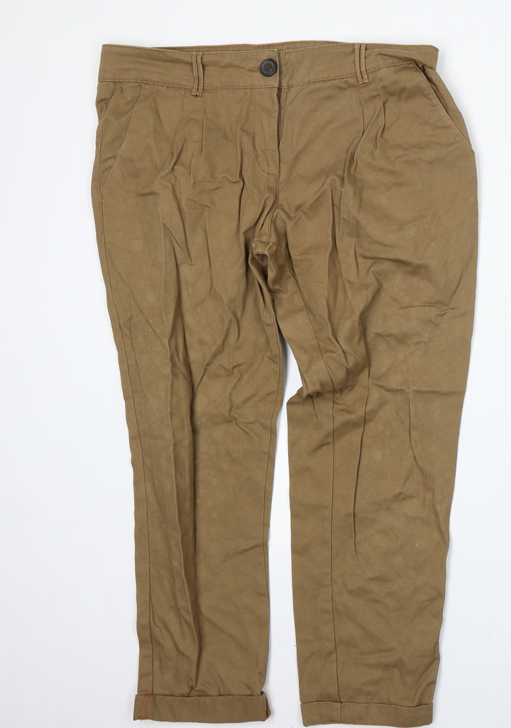 River Island Womens Brown  Cotton Trousers  Size 12 L25 in Regular