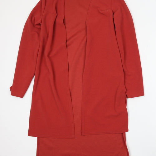 Boohoo Womens Red V-Neck  Polyester Cardigan Jumper Size S