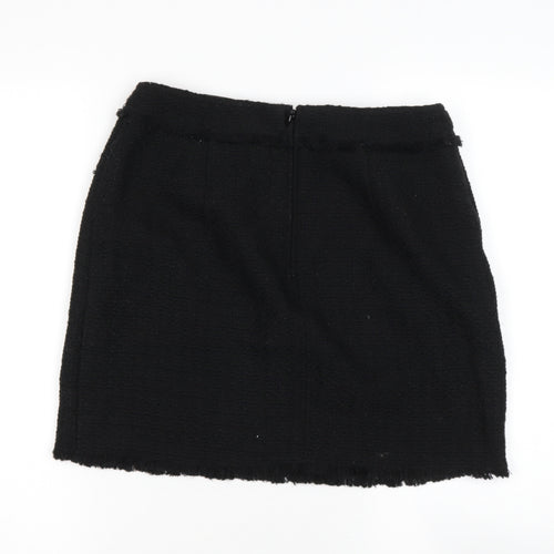 H&M Womens Black  Polyester A-Line Skirt Size XS