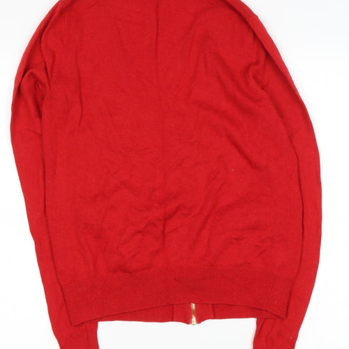 Marks and Spencer Womens Red V-Neck  Viscose Cape Jumper Size XS