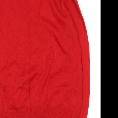 Marks and Spencer Womens Red V-Neck  Viscose Cape Jumper Size XS