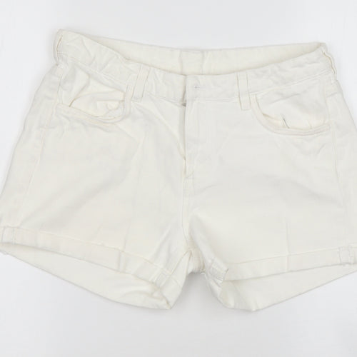 Preworn Womens White  Cotton Cargo Shorts Size M  Regular