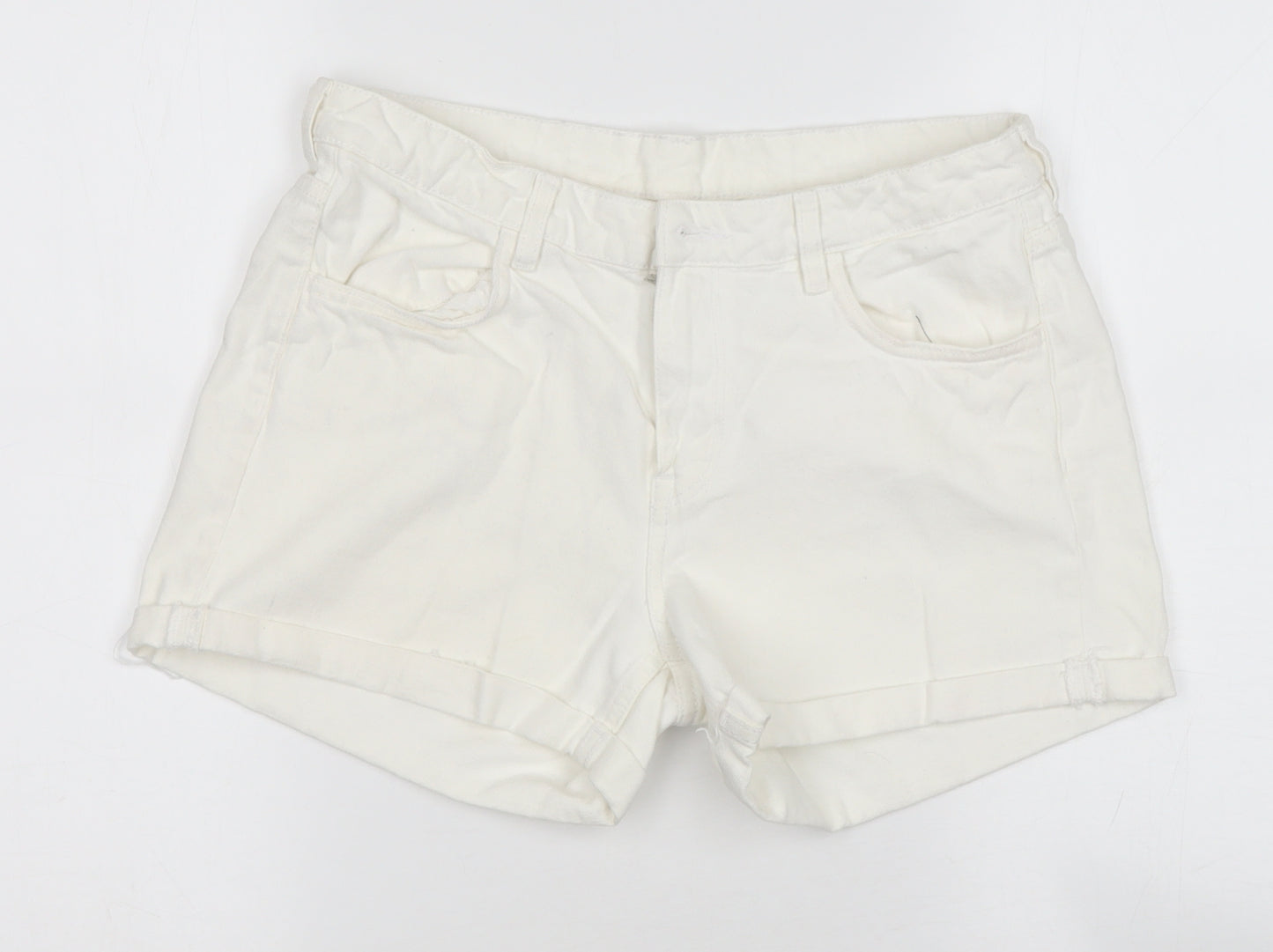 Preworn Womens White  Cotton Cargo Shorts Size M  Regular