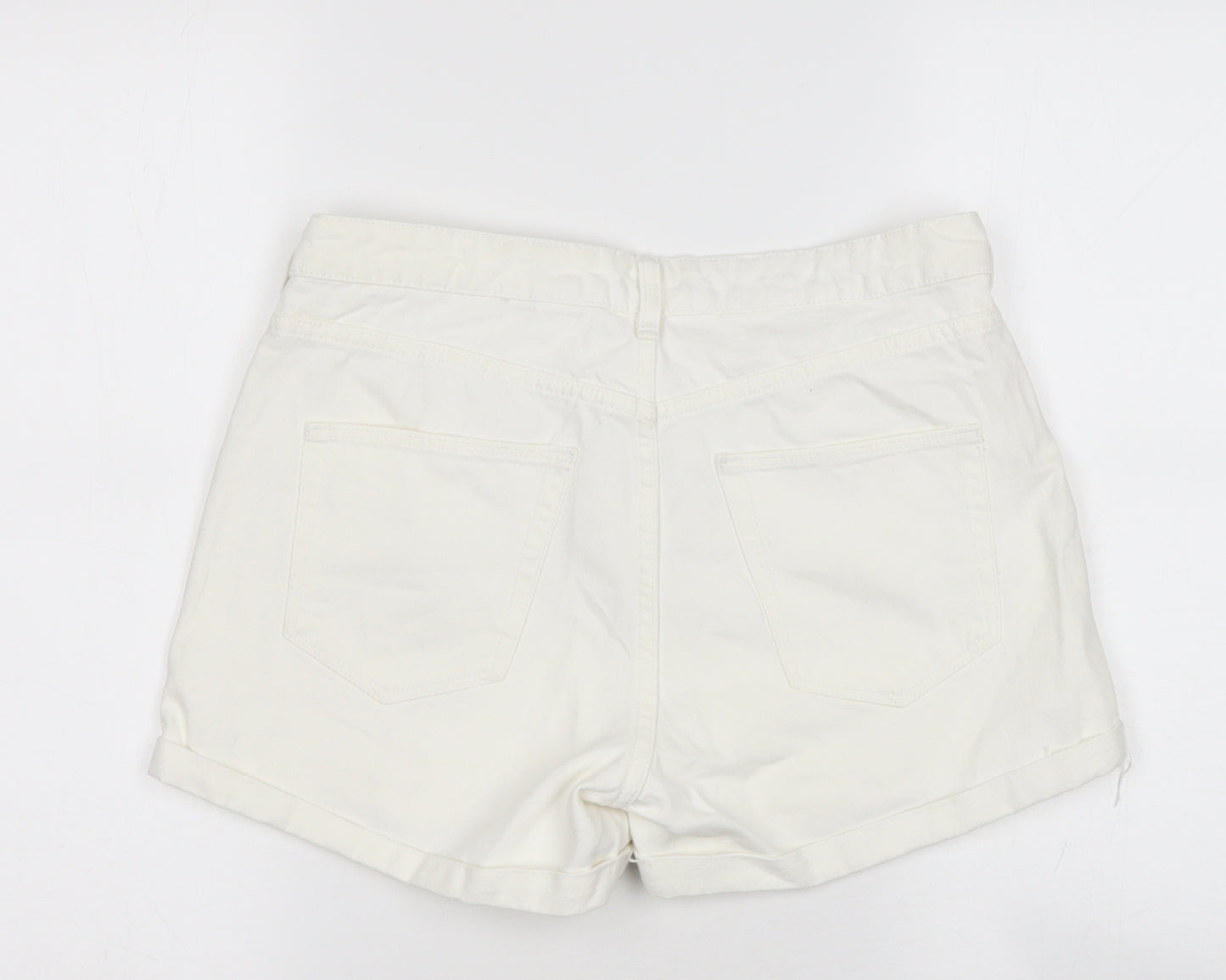 Preworn Womens White  Cotton Cargo Shorts Size M  Regular