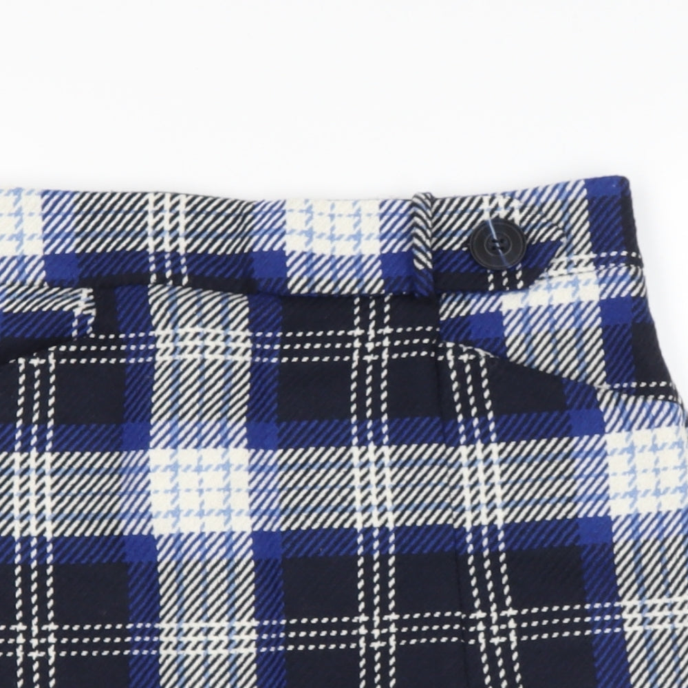 sainsburys Womens Blue Check Polyester A-Line Skirt Size 10