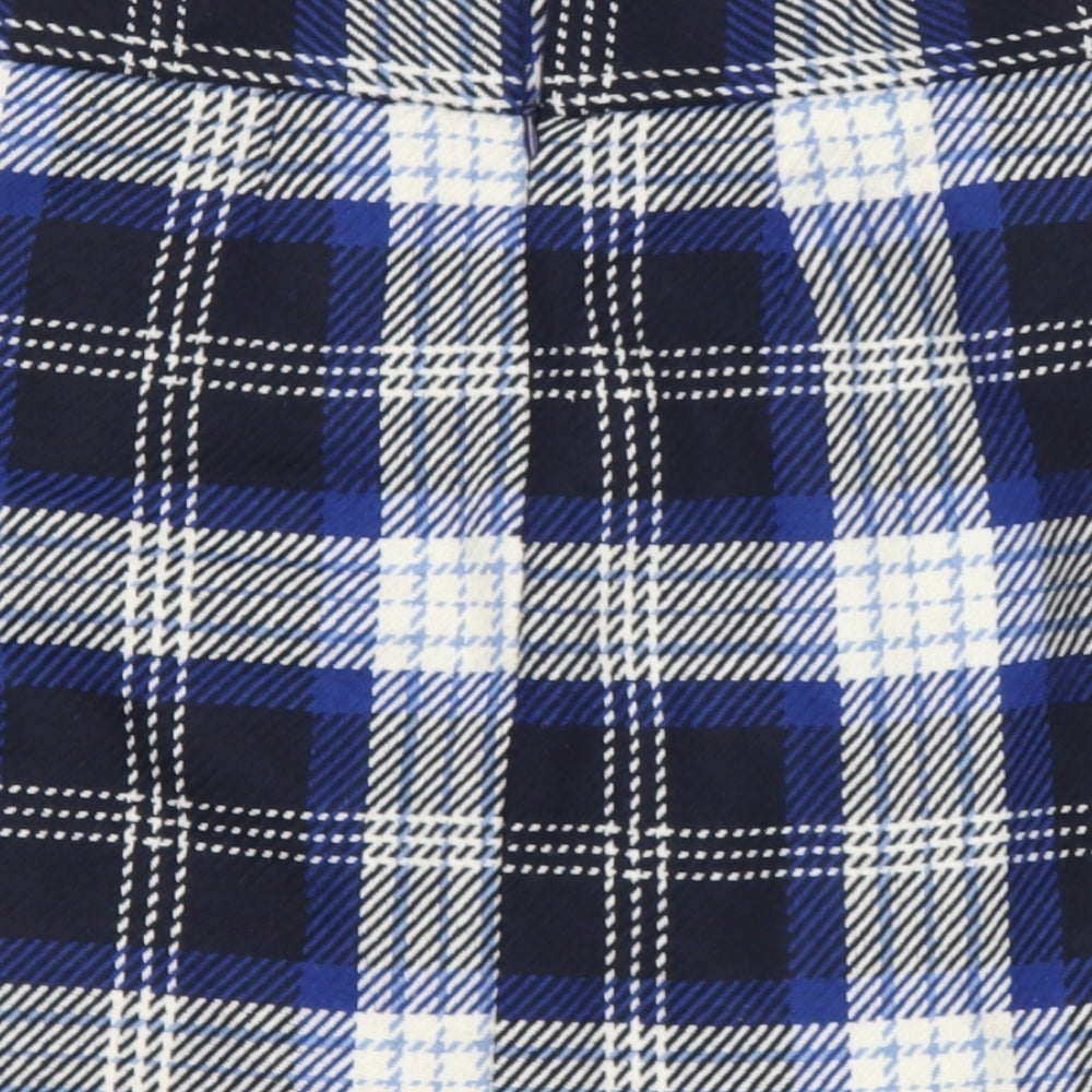 sainsburys Womens Blue Check Polyester A-Line Skirt Size 10