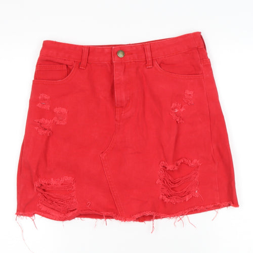 TOP TRENDS Womens Red  Cotton A-Line Skirt Size 10