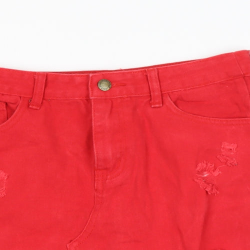 TOP TRENDS Womens Red  Cotton A-Line Skirt Size 10