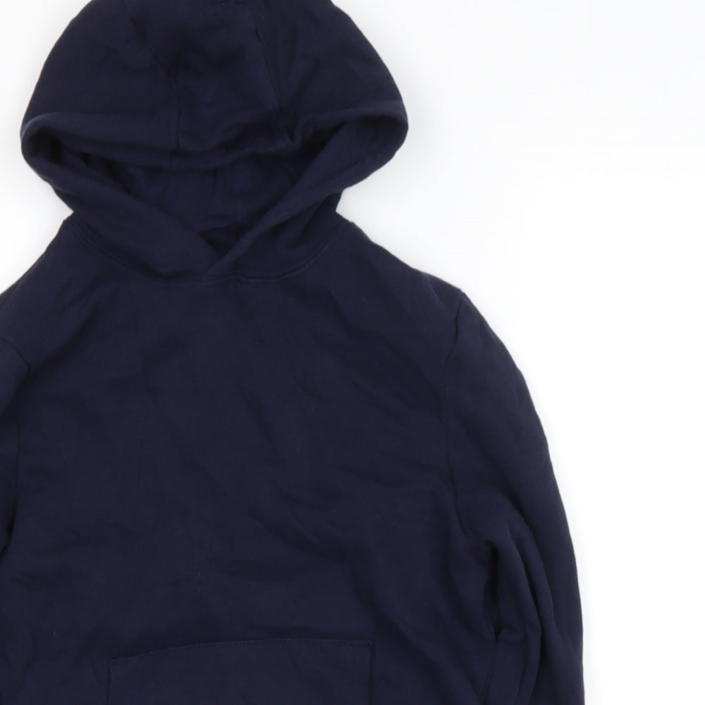 Marks and Spencer Boys Blue  Cotton Blend Pullover Hoodie Size 7-8 Years