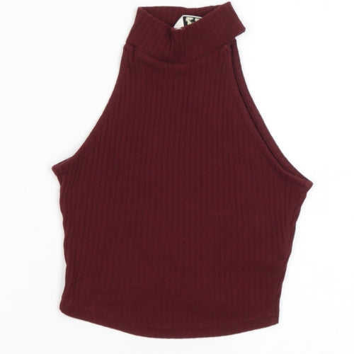 Miss Selfridge Womens Red  Cotton Basic Tank Size 4 High Neck