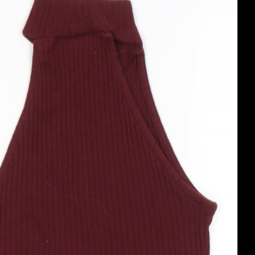 Miss Selfridge Womens Red  Cotton Basic Tank Size 4 High Neck